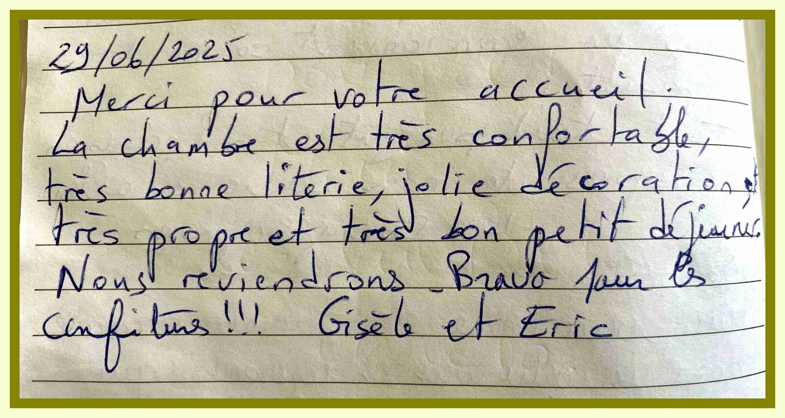 Avis d'hotes qui ont apprécié les confitures